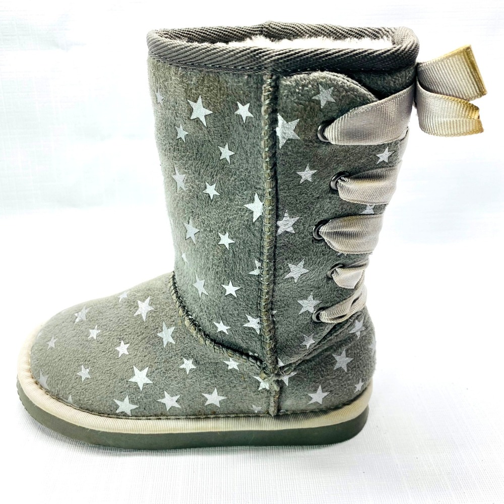 Old‎ Navy Kids Gray Star Print Cozy Lined Winter Emu Boots Size 8 2TAirwalk